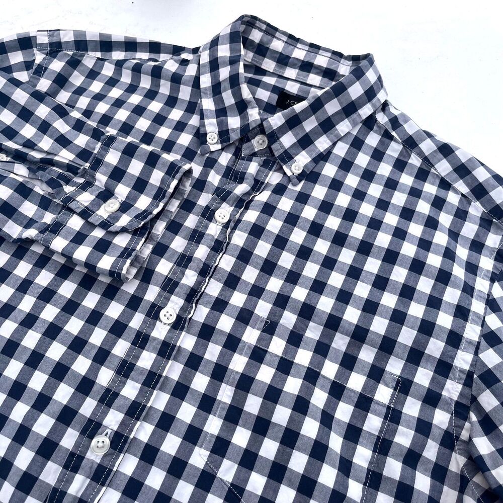 J.Crew Men's Blue & White Check Button-Down Shirt